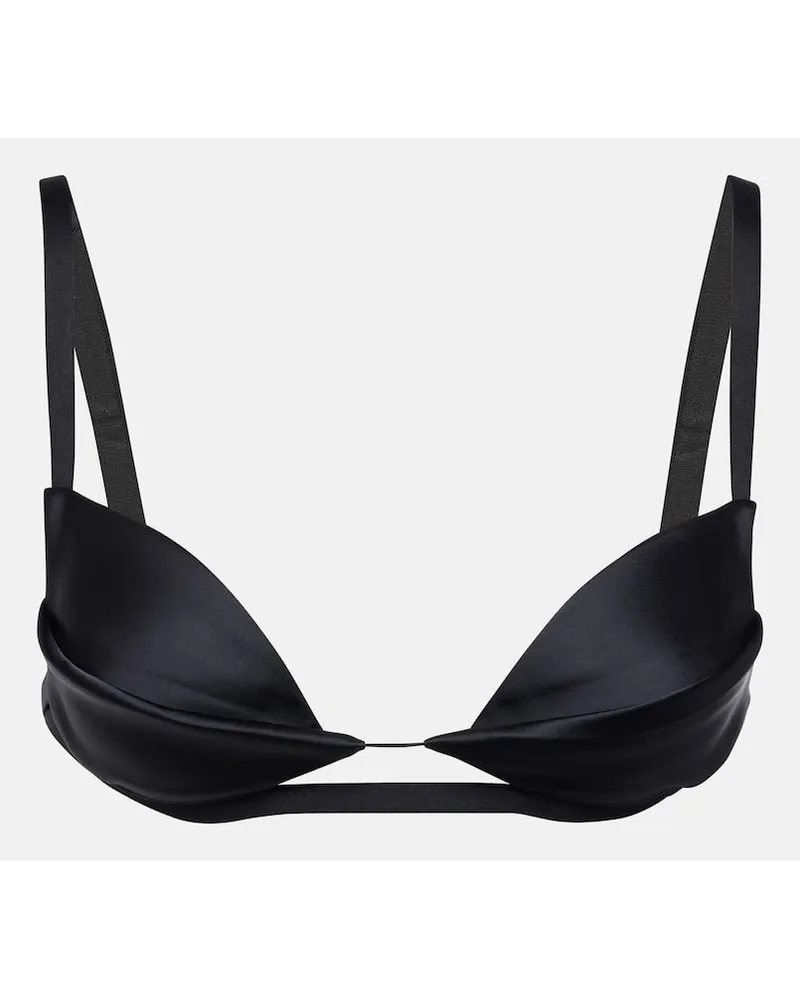 Nensi Dojaka Top bralette Double Petal in raso Nero