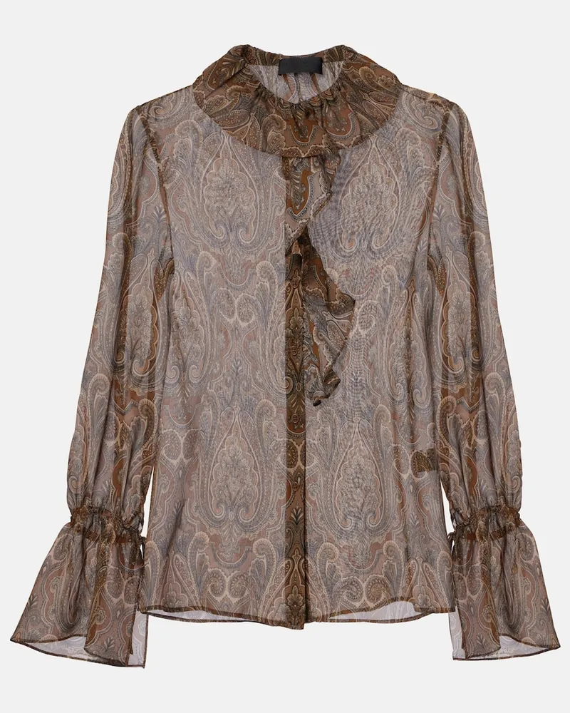 Nili Lotan Blusa Cecily in seta con stampa paisley Marrone