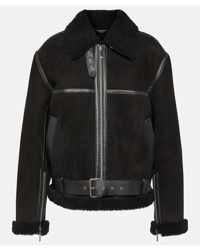 Totême Giacca in suede e shearling Nero