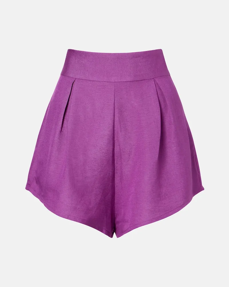 Adriana Degreas Shorts in misto lino con pinces Viola