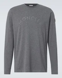 Moncler T-shirt in cotone con logo Grigio