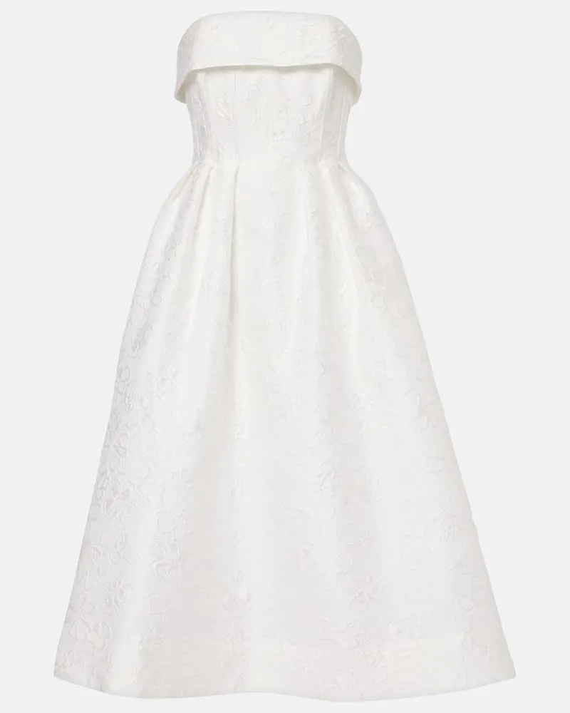 Rebecca Vallance Bridal - Abito midi Esther in broccato Bianco