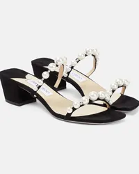 Jimmy Choo Sandali Amara 45 in suede con perle Nero