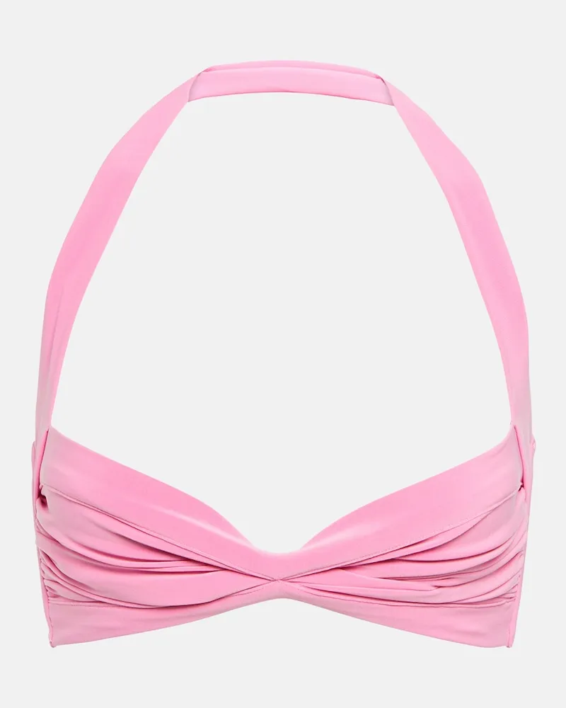 Norma Kamali Top bikini Bill con ruches Rosa