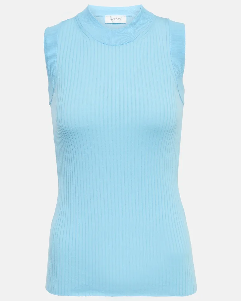 SPORTMAX Tank top Nido in cotone a coste Blu