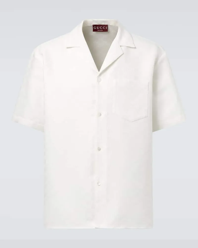 Gucci Camicia bowling in misto lino Bianco
