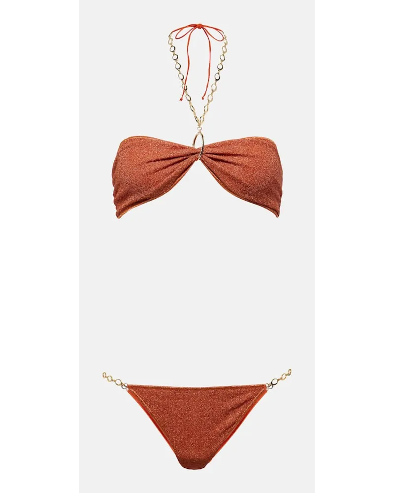 Oséree OsÃ©ree Bikini LumiÃ¨re O Chain in lamÃ Arancione