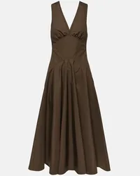 Alaïa Alaïa Abito midi in popeline di cotone Marrone