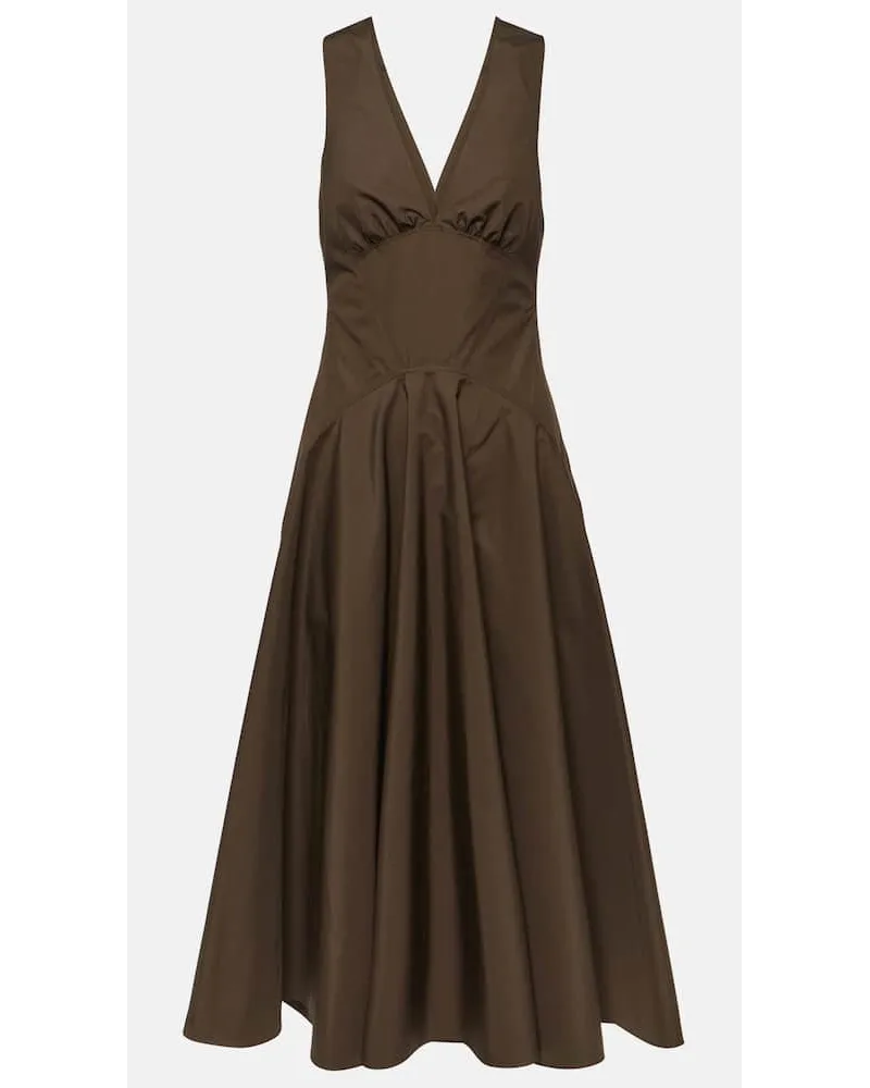Alaïa AlaÃ¯a Abito midi in popeline di cotone Marrone