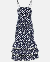 Carolina Herrera New York Abito midi in misto cotone con stampa a pois Blu