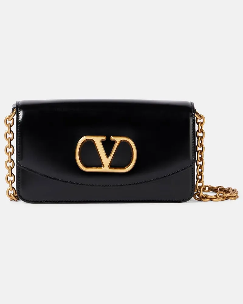 Valentino Garavani Clutch Vain Small in pelle Nero