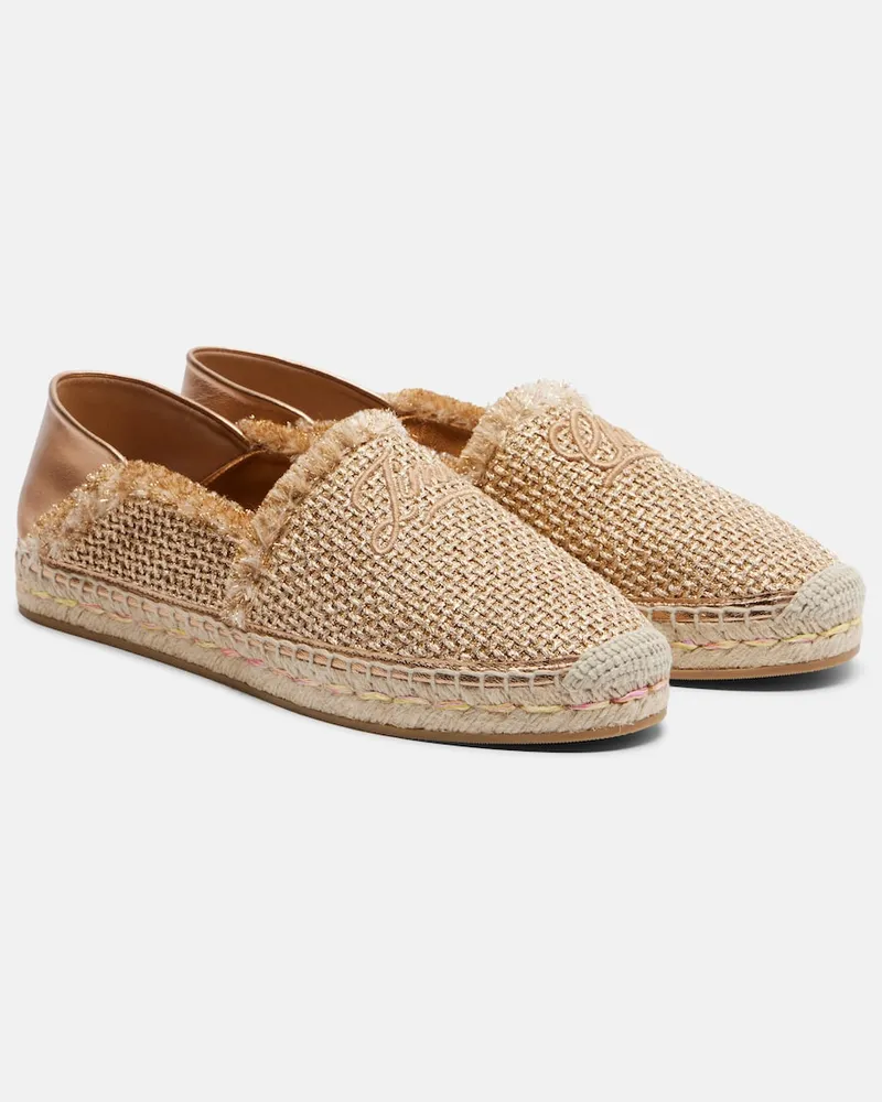 Jimmy Choo Espadrillas Avi in tessuto con pelle Oro