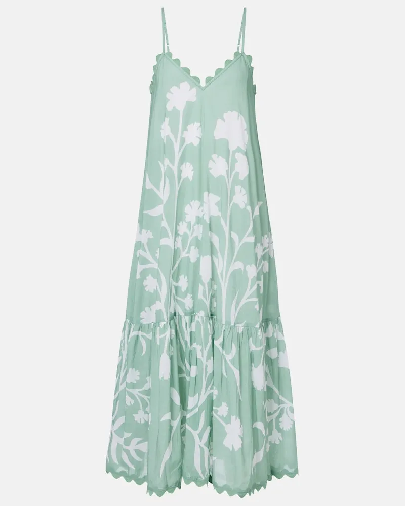 Juliet Dunn Abito midi in cotone floreale Verde