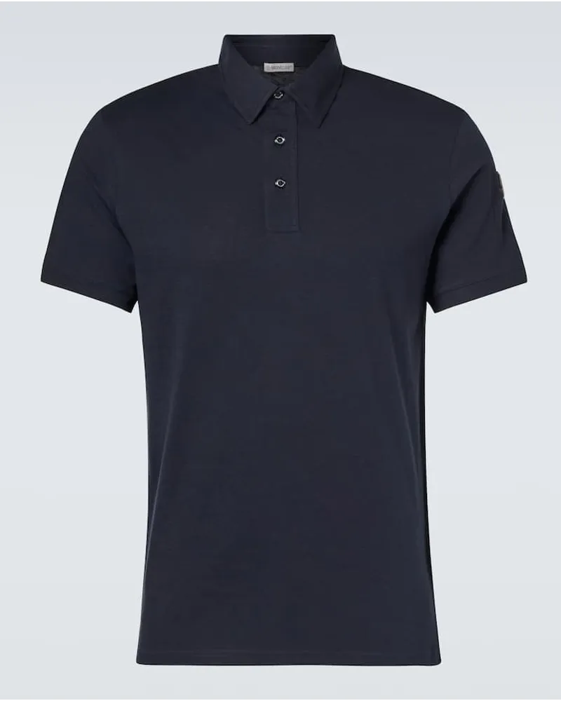 Moncler Polo in cashmere e cotone Blu