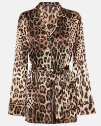 Dolce & Gabbana Blusa a stampa leopardata in seta Beige