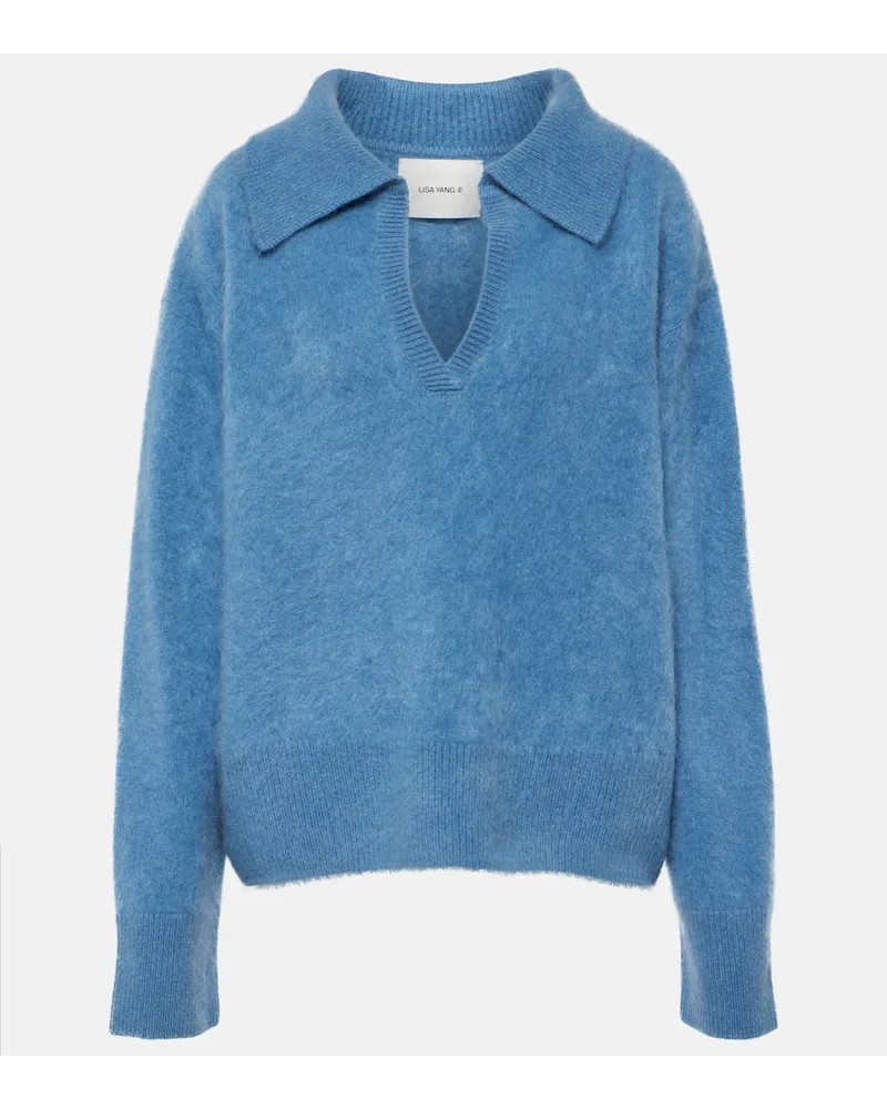 Lisa Yang Pullover stile polo Kerry in cashmere Blu