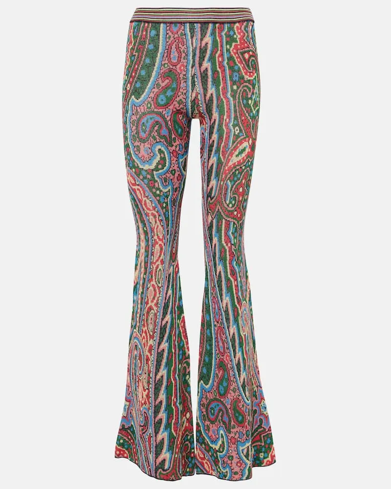Etro Pantaloni flared in maglia jacquard Multicolore