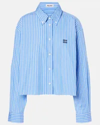 Miu Miu Camicia cropped in popeline di cotone Blu