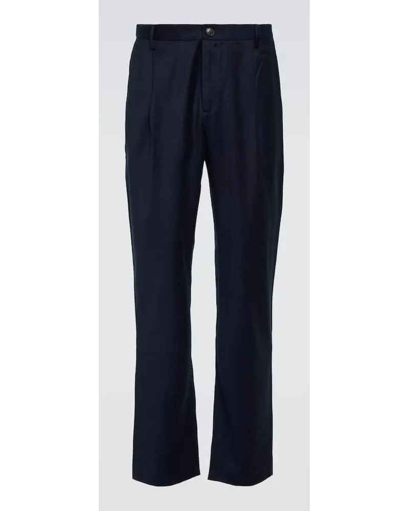 Sunspel Pantaloni regular in flanella di lana Blu