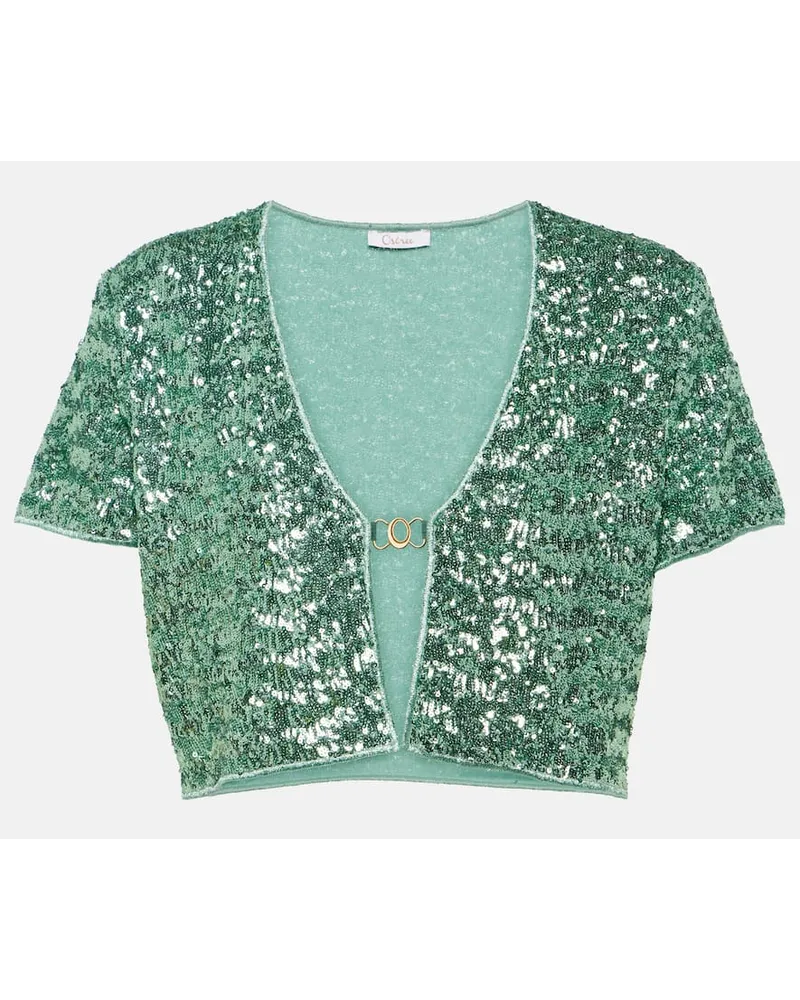 Oséree OsÃ©ree Top cropped con paillettes Verde