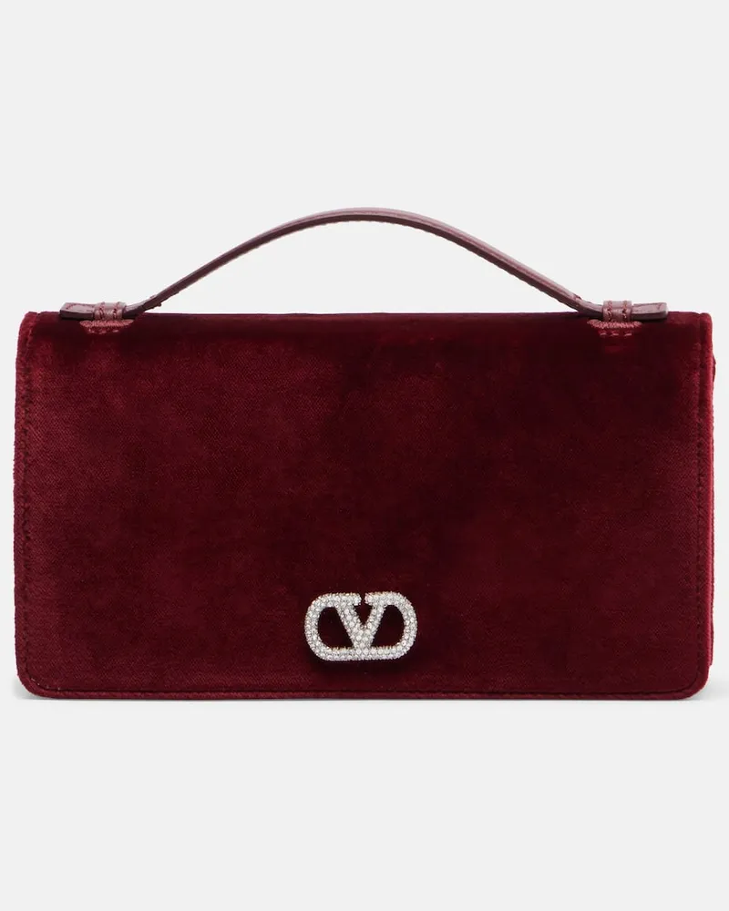 Valentino Garavani Borsa a tracolla VLogo in velluto Rosso