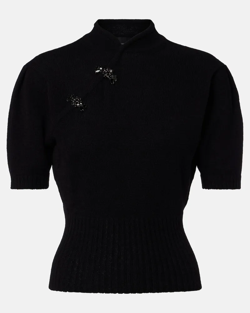 Simone Rocha Pullover in cashmere con cristalli Nero