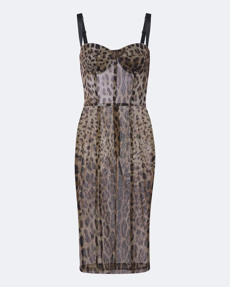 Dolce & Gabbana Abito bustier in cotone e seta Marrone