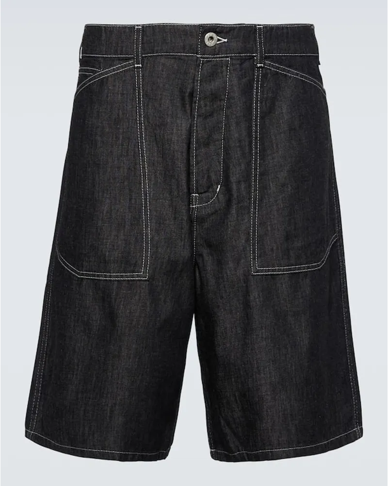 Kenzo Shorts di jeans Sailor con ricamo Blu