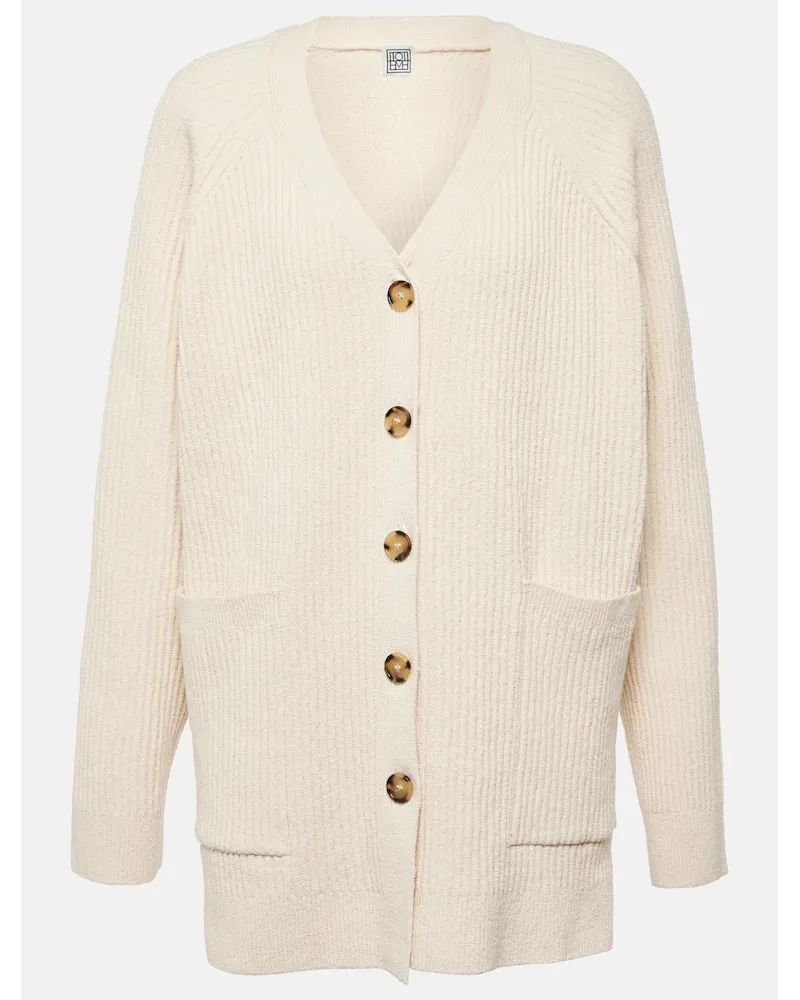 Totême Cardigan oversize in bouclÃ© di misto cotone Bianco
