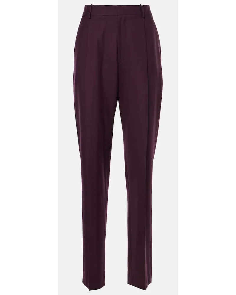 Victoria Beckham Pantaloni chino in misto lana Marrone