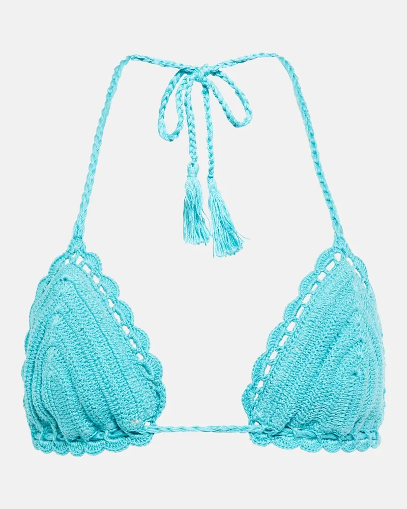 Anna Kosturova Top bikini in cotone Blu