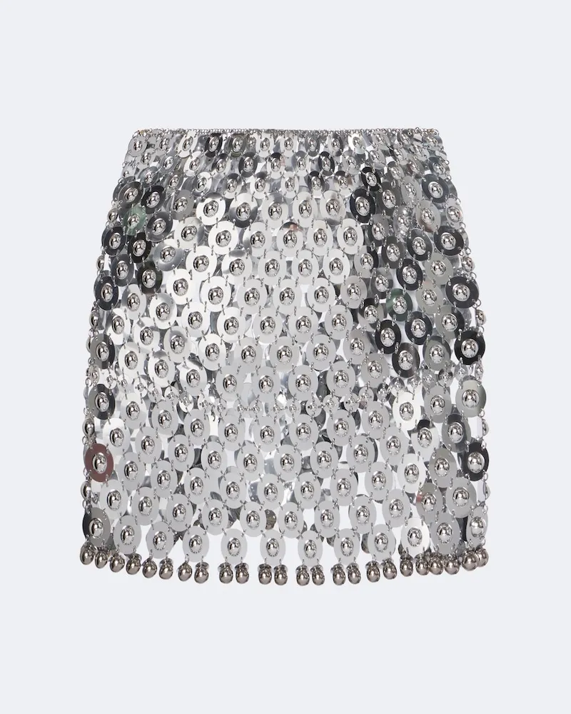 Paco Rabanne Minigonna in maglia metallica Argento