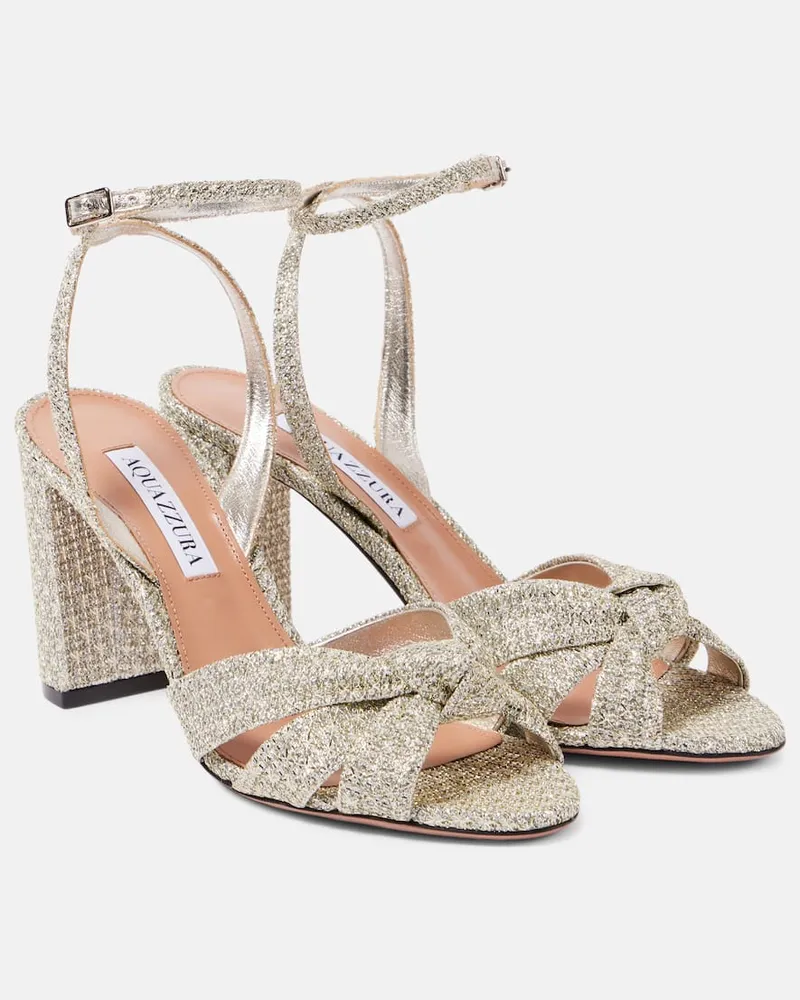 Aquazzura Sandali Nina 85 in tweed Argento