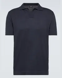 Brioni Polo in cotone e seta Nero