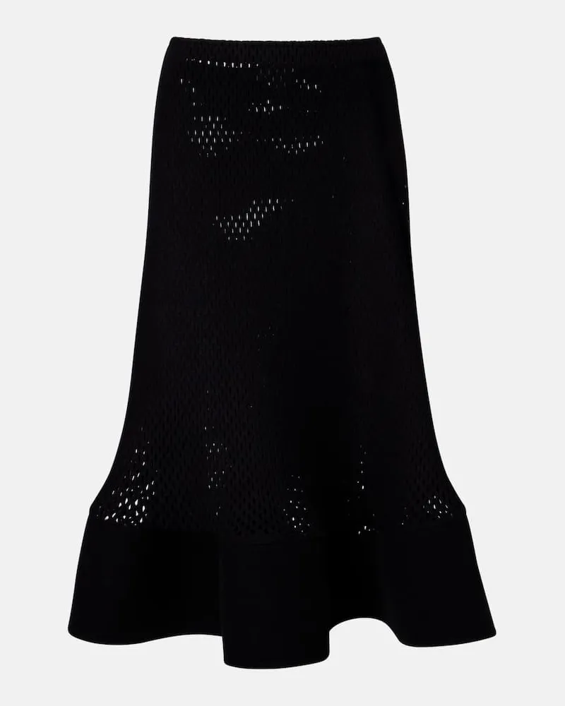 Alaïa AlaÃ¯a Gonna midi in misto lana traforata Nero