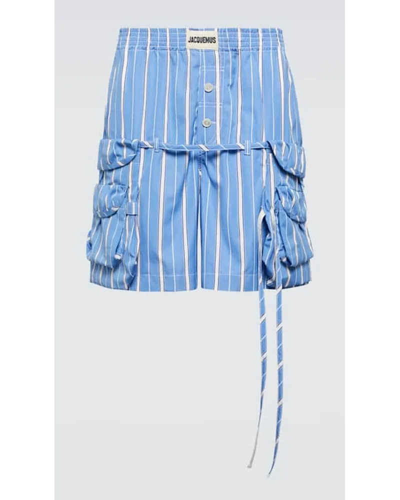 Jacquemus Shorts Trivela in cotone a righe Blu
