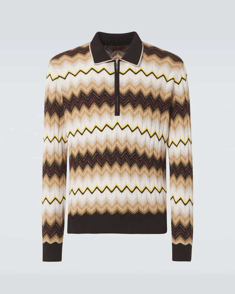 Missoni Pullover in cotone e lana con zip Neutro