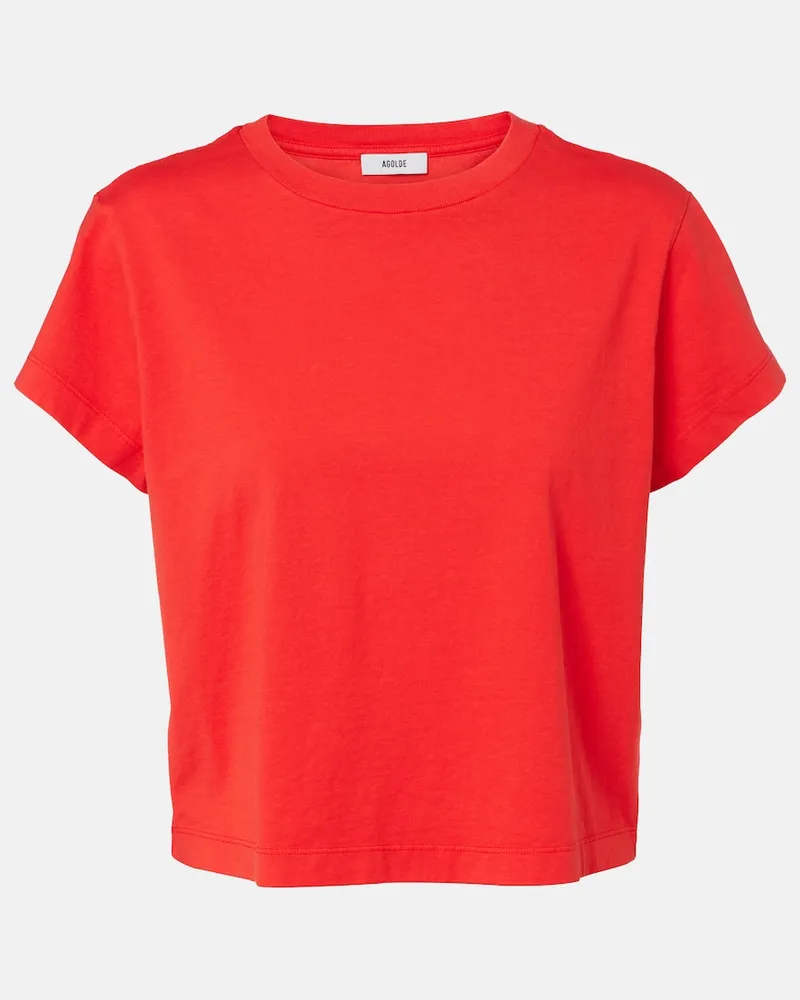AGOLDE T-shirt Adine in jersey di cotone cropped Rosso