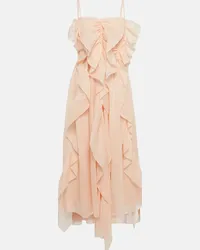 Chloé Chloé Abito midi in ramia con volant Rosa