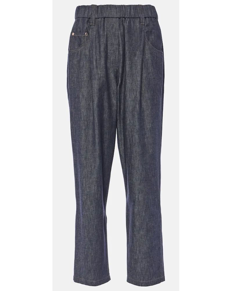 Brunello Cucinelli Jeans slim a vita media Blu