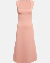 Stella McCartney Abito midi con scollo quadrato Rosa