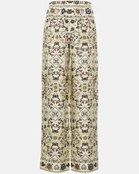 Tory Burch Pantaloni in seta con stampa Multicolore