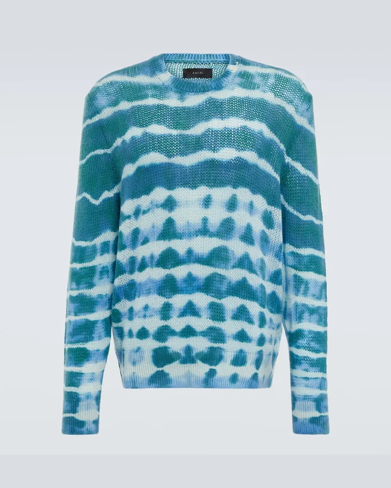 Amiri Pullover in lana e cashmere tie-dye Blu