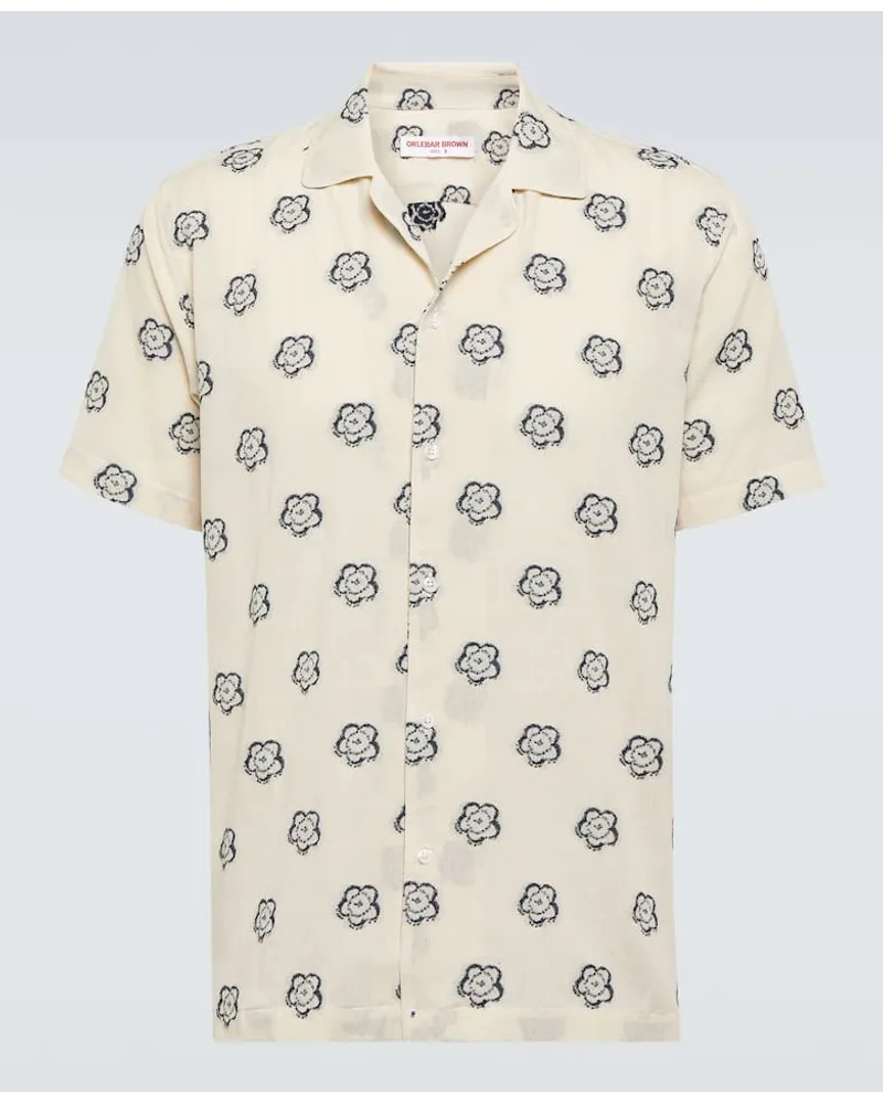 Orlebar Brown Camicia bowling Marne in jacquard di misto cotone Bianco