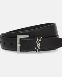 Saint Laurent Cintura Cassandre 30 in pelle Nero