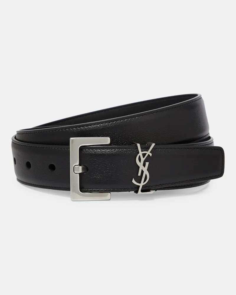 Saint Laurent Cintura Cassandre 30 in pelle Nero