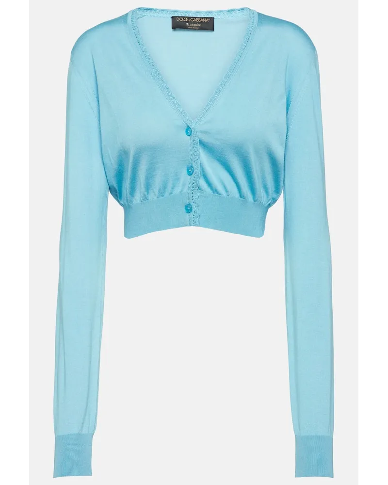 Dolce & Gabbana Cardigan cropped Capri in seta Blu