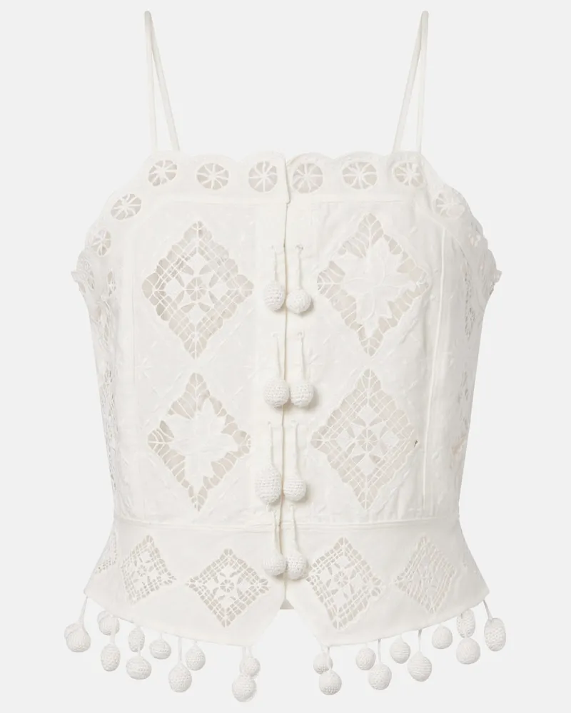 Isabel Marant Crop top Nellsy in cotone e lino Bianco