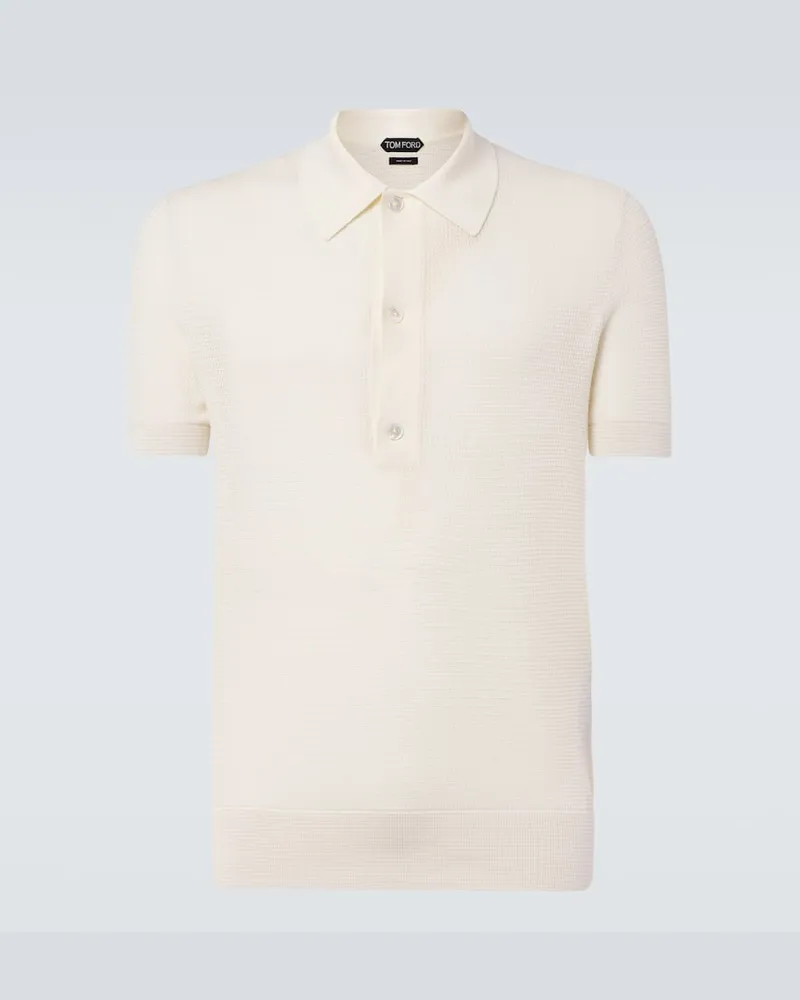 Tom Ford Polo in cotone e seta Beige
