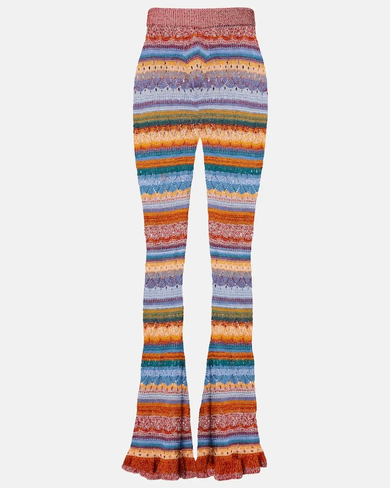 Etro Pantaloni flared in cotone crochet Multicolore